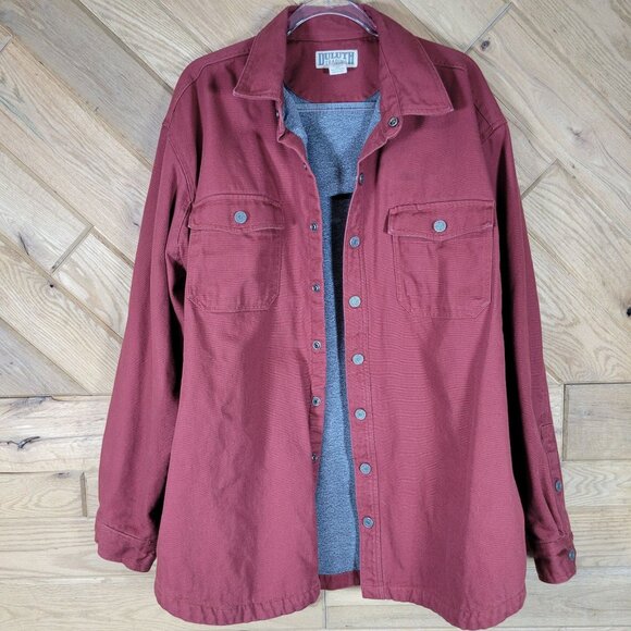 Duluth Trading Other - Duluth Trading Men XL/Tall Maroon Fleece Lined Shirt Jacket Shacket Heavy Canvas